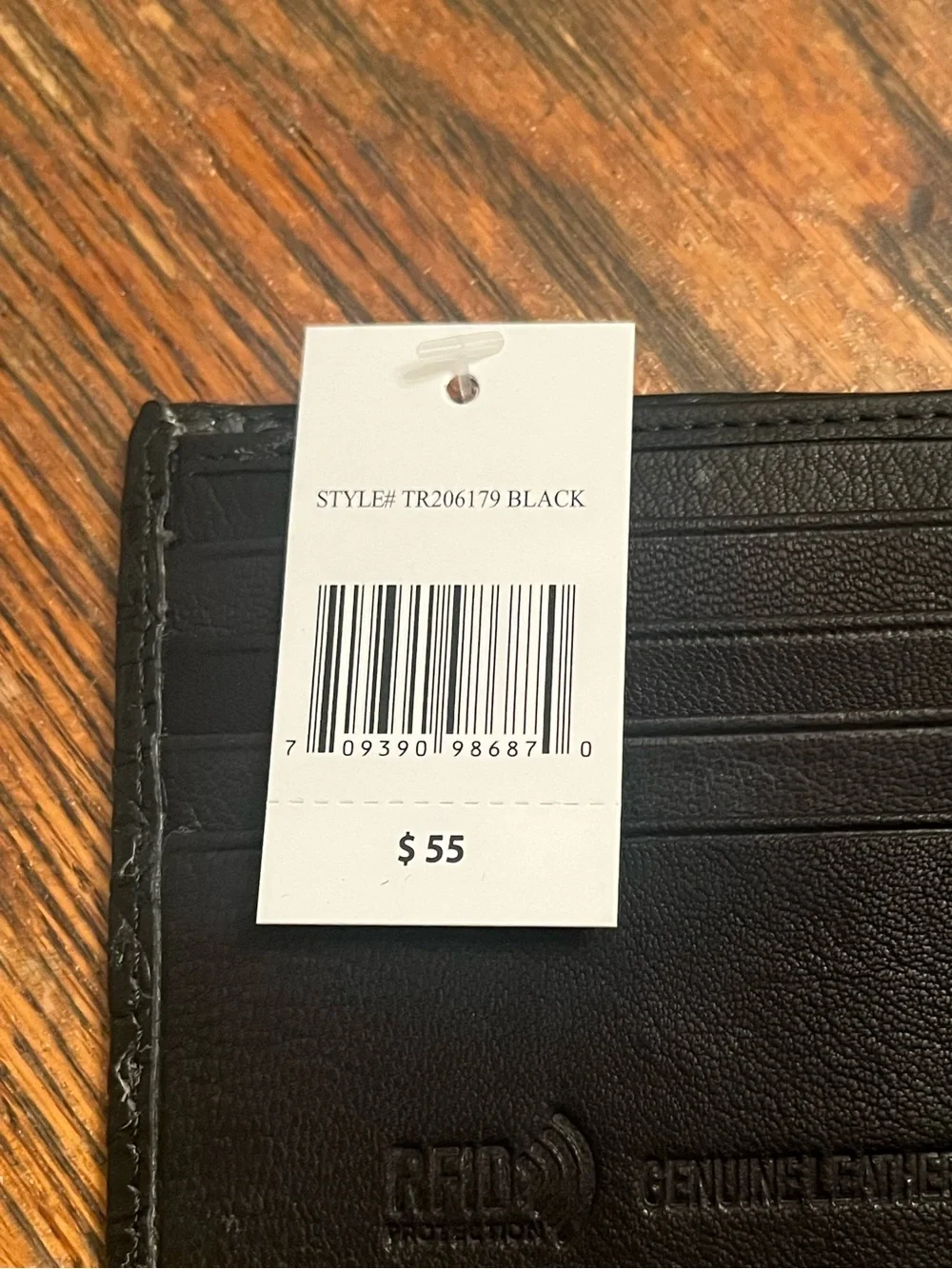 True Religion Black Embossed Leather Bifold Card Holder